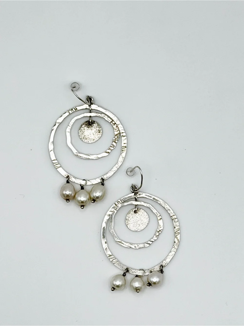 Silpada Rare HTF Sterling PEARLS OF WISDOM Wire Drop Multi-Hoop Earrings wPearls - Picture 7 of 12